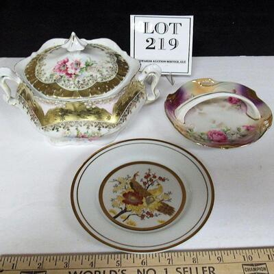 Vintage Dish Lot, Nice Covered Serving Dish, Handled Nappy, Nice Plate