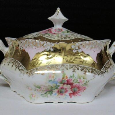 Vintage Dish Lot, Nice Covered Serving Dish, Handled Nappy, Nice Plate