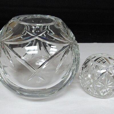 2 Nice Clear Pressed Glass Rose Bowls