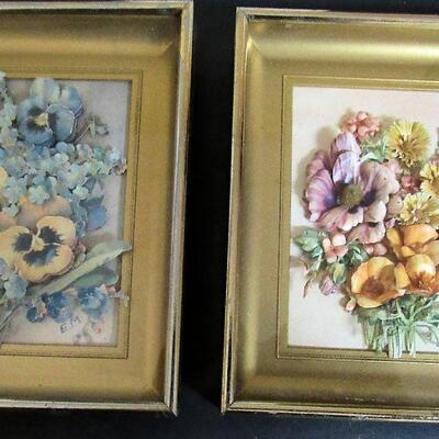 Pair Small Paper Art Dimensional Pictures