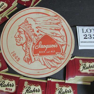 Old Iroquois Beer Tray Liner and Tons of Original Old Rahr's Beer Labels 50+