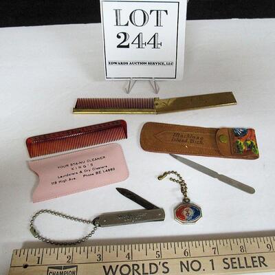 Lot of Vintage Smalls, Old Masters Coffee Jack Knife, NY World's Fair Key Ring, More