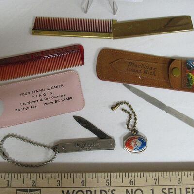 Lot of Vintage Smalls, Old Masters Coffee Jack Knife, NY World's Fair Key Ring, More