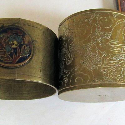 Mixed Lot of Metal Decorative Items, Nice Copper Tray, Brass Napkin Ring and Toothpicks