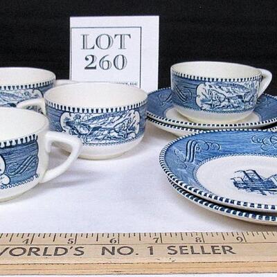 4 Currier and Ives Cup and Saucer Sets