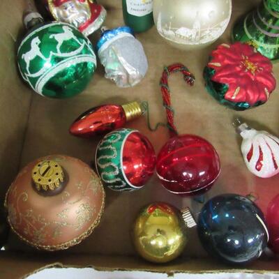 Lot of Vintage Glass Christmas Ornaments, 1 Plastic Bell and Candy Cane