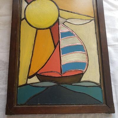 Sailboat painted glass