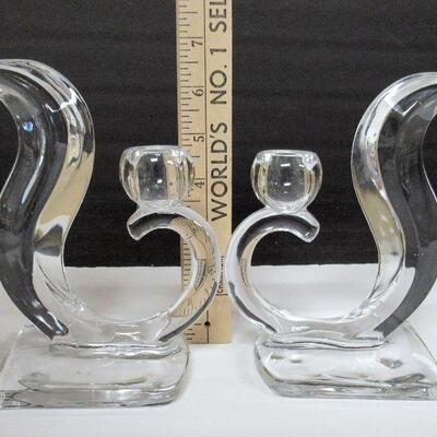 Vintage Glass Candlesticks,