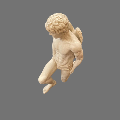 Large Kneeling Cupid Statue on Display Board