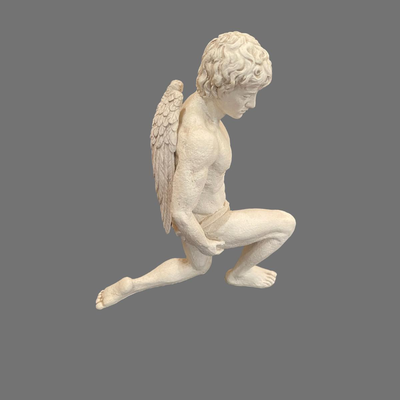 Large Kneeling Cupid Statue on Display Board