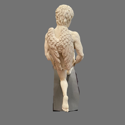 Large Kneeling Cupid Statue on Display Board