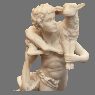 Boy Carrying Lamb Alabaster Figurine