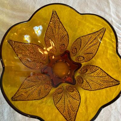 Textured Floral Colored Glass Bowls (3) - Vintage