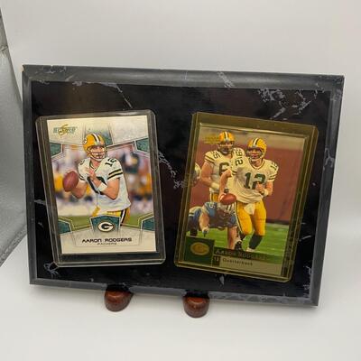 -88- Aaron Rodgers | Cards And Wood Plaque