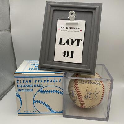 -91- Signed Baseball | Ellis Bunkes, Vinny Castino, And Others