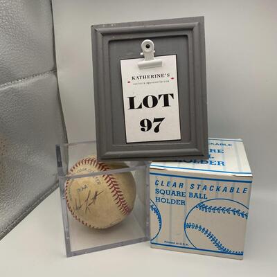 -97- Signed Baseball | Mark Lorah, Jeff Cino, And Jeremy Burntuny