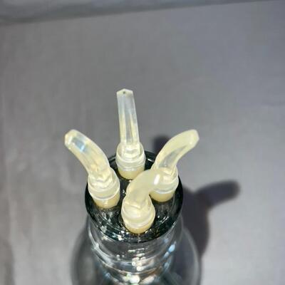 4 Chamber Blown Glass Decanter Liquor Bar Bottle 4 Stoppers France
