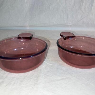 Corningware Cranberry Colored Dishes - Vintage