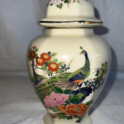 Asahi Porcelain Japanese Asian Floral Gold Rim Vase
