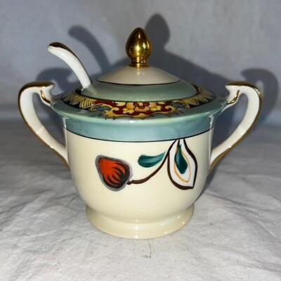 Noritake Handpainted Sugar Bowl with Lid and Spoon
