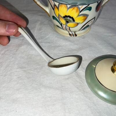 Noritake Handpainted Sugar Bowl with Lid and Spoon