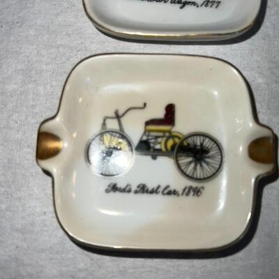 Antique Ceramic Gold Lined Car Plates