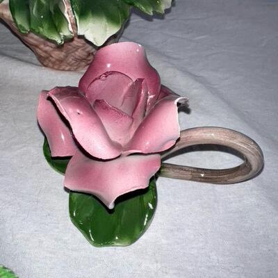 Fabar Capodimonte Hand Painted Porcelain Flowers Made in Italy