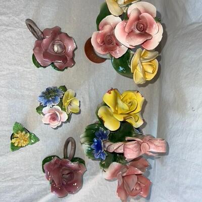 Fabar Capodimonte Hand Painted Porcelain Flowers Made in Italy