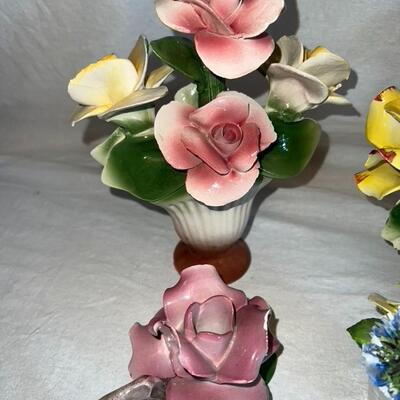 Fabar Capodimonte Hand Painted Porcelain Flowers Made in Italy
