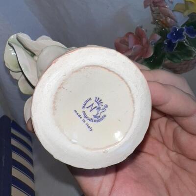 Fabar Capodimonte Hand Painted Porcelain Flowers Made in Italy
