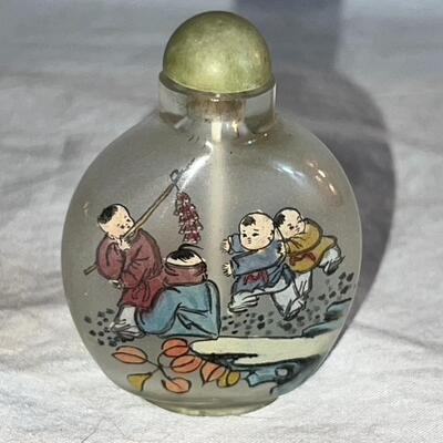 Antique Handpainted Japanese Glass Jar
