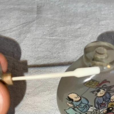 Antique Handpainted Japanese Glass Jar