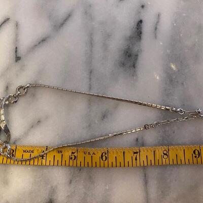 LOTJ22:  Trifari Pat.Pend. Vintage Silver Tone Necklace with Marquis cut Blue Stones, one missing