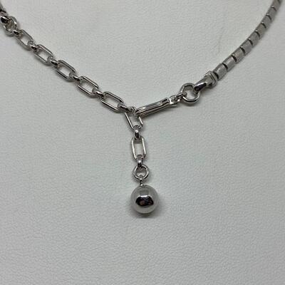 LOTJ22:  Trifari Pat.Pend. Vintage Silver Tone Necklace with Marquis cut Blue Stones, one missing