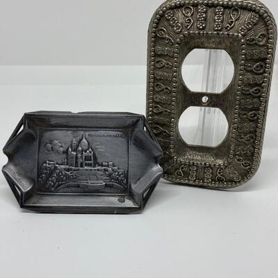 LOTJ25: Vintage Ornate Tack & Howe Outlet Plate and Made in France Souvenir Trinket Dish