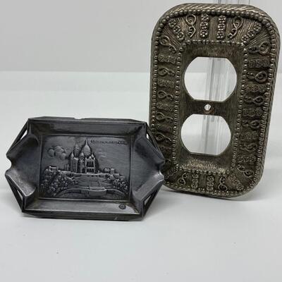 LOTJ25: Vintage Ornate Tack & Howe Outlet Plate and Made in France Souvenir Trinket Dish