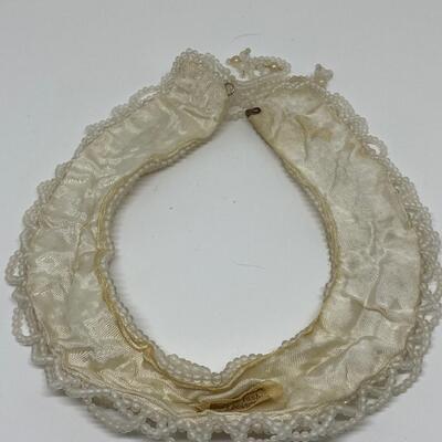 LOTJ28: Vintage Handcrafted White Beaded Collar