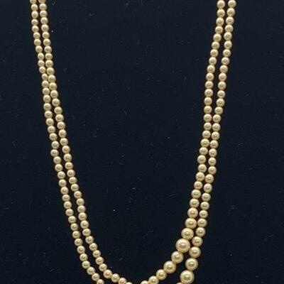 LOTJ40: Two Vintage Faux Pearl Necklaces one is 18" Double Strand and other is 18" single strand