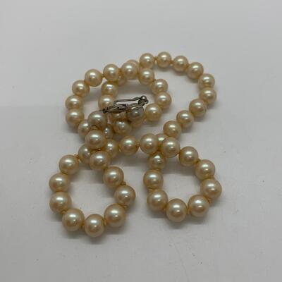 LOTJ40: Two Vintage Faux Pearl Necklaces one is 18" Double Strand and other is 18" single strand