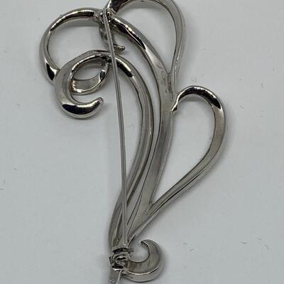 LOTJ47: Freeform Vintage Rhinestone Silvertone Brooch