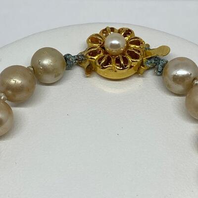 LOTJ49: Vintage Faux Pearl Necklace, Bracelet and Pierced Earrings