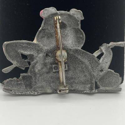 LOTJ96: JJ Signed Enamel Feasting Pig Brooch