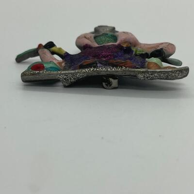 LOTJ96: JJ Signed Enamel Feasting Pig Brooch