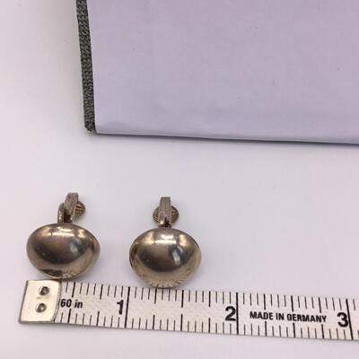 LOTJ113: Sterling Silver Vintage Clip-On Button Earrings