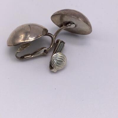 LOTJ113: Sterling Silver Vintage Clip-On Button Earrings