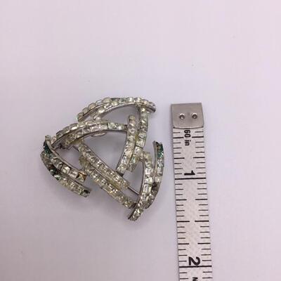 LOTJ120: Austria Set - Vintage Rhinestone Brooch and Clip-Ons - missing a few stones