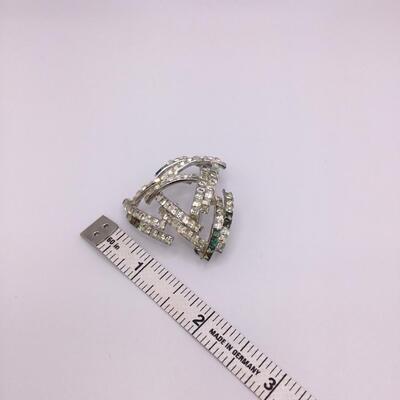 LOTJ120: Austria Set - Vintage Rhinestone Brooch and Clip-Ons - missing a few stones