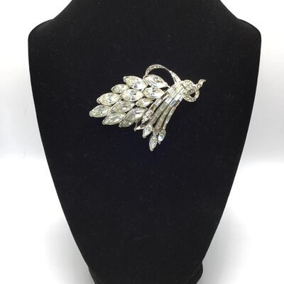 LOTJ121: Pell Rhinestone Brooch with Baguette, Marquis and Round Cuts -missing a few stones