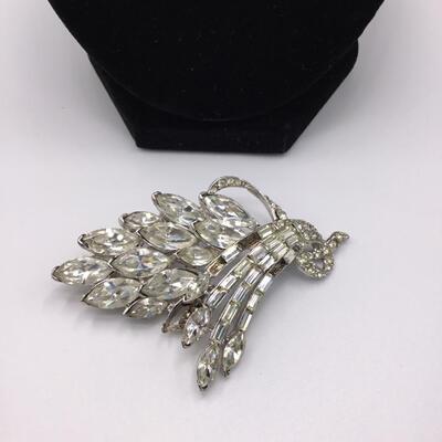 LOTJ121: Pell Rhinestone Brooch with Baguette, Marquis and Round Cuts -missing a few stones