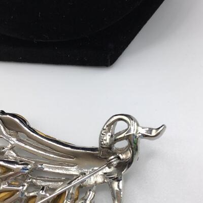 LOTJ121: Pell Rhinestone Brooch with Baguette, Marquis and Round Cuts -missing a few stones